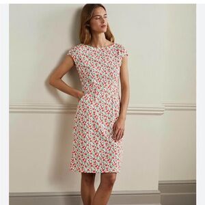Boden Florrie Jersey Dress - Bright Papaya Delicate Bud size 12
